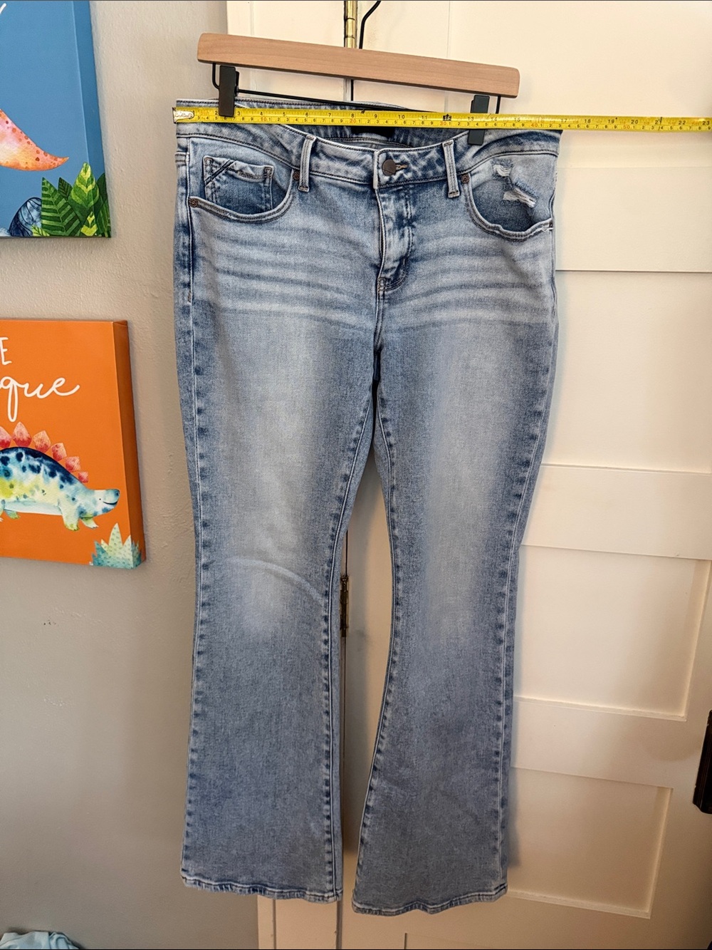 Buckle Light Wash Blue Flare Jeans